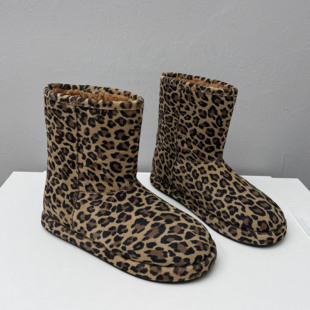 豹纹雪地靴2025秋冬新款 女靴 复古短筒马丁靴百搭显瘦加绒保暖棉鞋