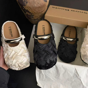 百搭增高编织懒人外穿防滑厚底增高包头拖女拖鞋 新时尚 2026春夏季