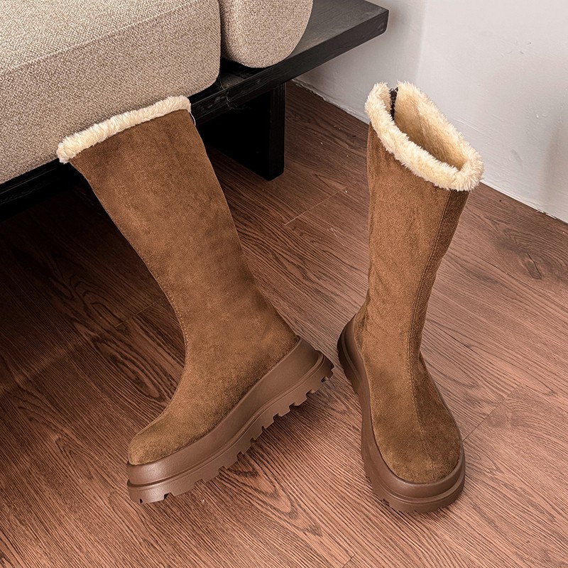 厚底雪地靴女加绒加厚高筒棉靴