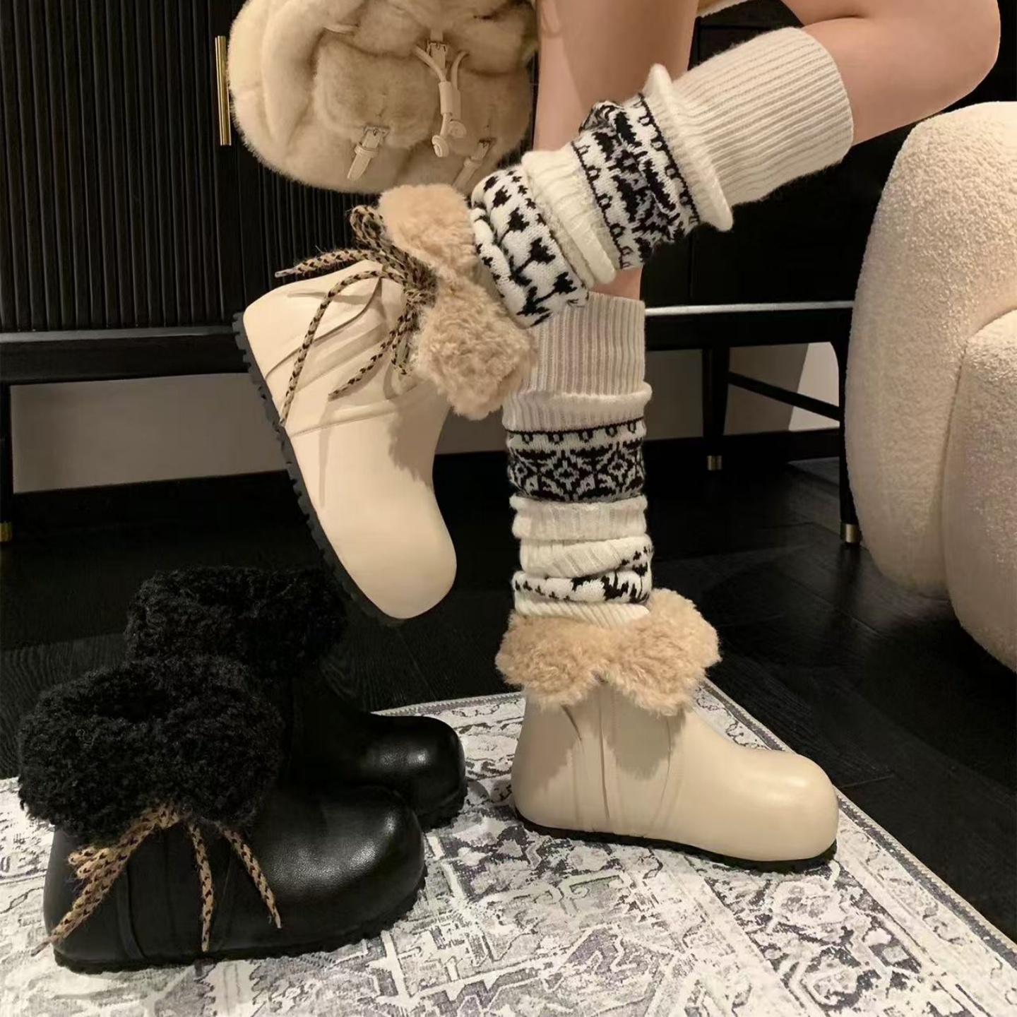 增高防滑加绒勃肯雪地靴棉鞋