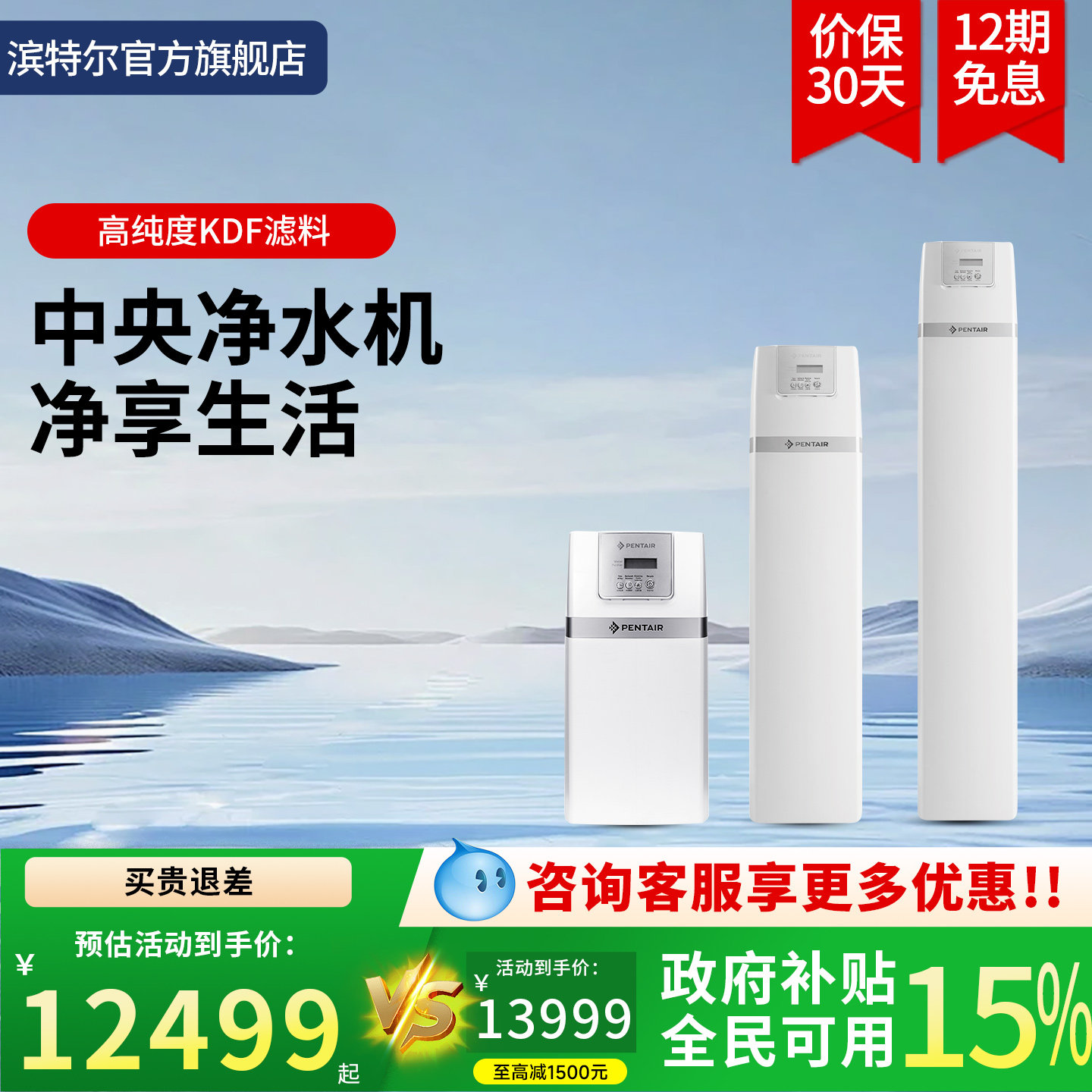 Pentair/滨特尔 全屋净水器家用高端设备大流量中央净水处理系统