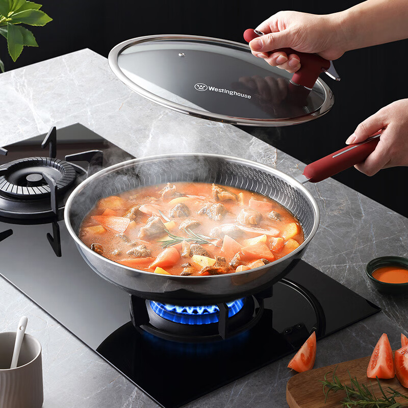 西屋304不锈钢不粘锅家用炒菜锅