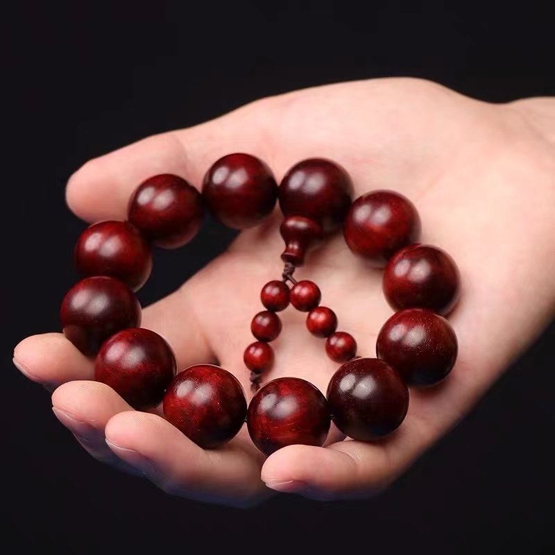 正宗印度老木料满金星小叶紫檀手串2.0文玩男女款高油密檀木佛珠