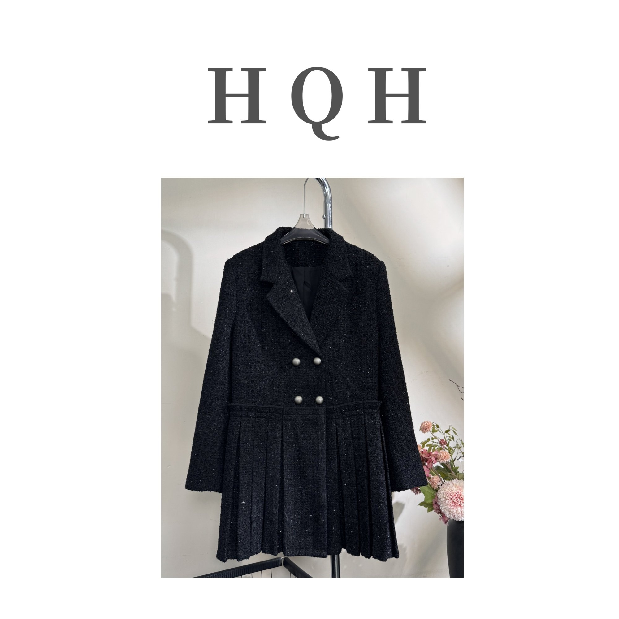 黑色小香风时尚赫本风外套