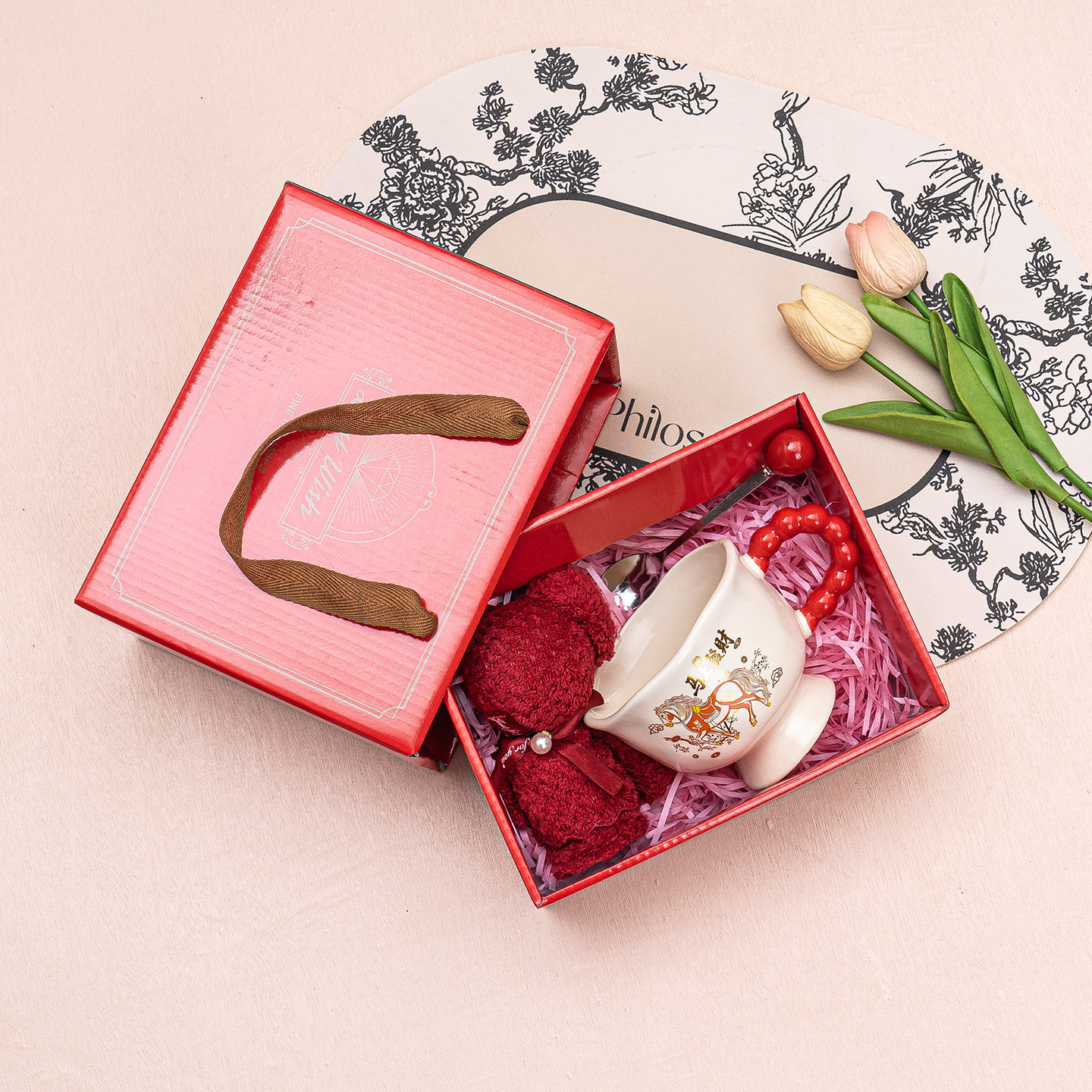 马年创意陶瓷水杯礼盒装喜庆马克杯套装活动小礼品年会定制LOGO