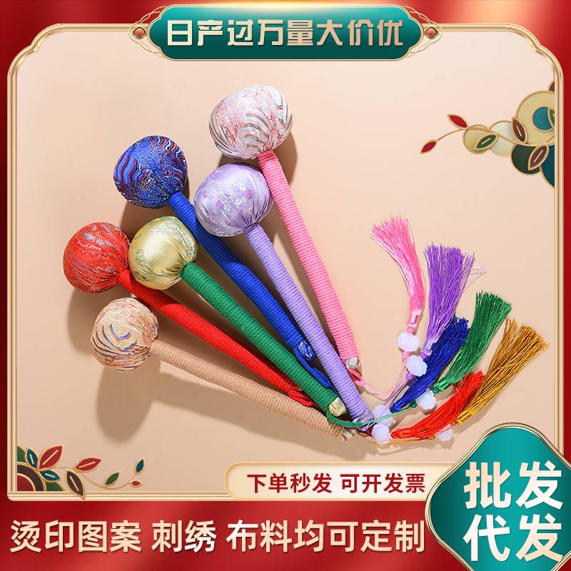 端午节艾草锤背卡礼盒装伴手礼品定制绸缎老粗布养生按摩锤图片