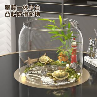 办公桌带盖鱼缸客厅小型金鱼缸水族箱桌面乌龟缸透明家用造景