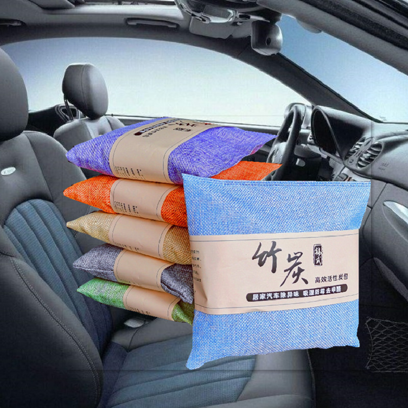 家车500g麻布竹炭包汽车除味新车去甲醛异味炭包家车两用碳包