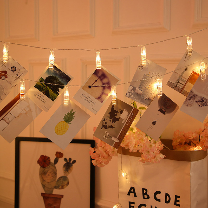 LED夹子灯串照片墙装饰灯节日灯派对布置电池串灯UB款遥控款