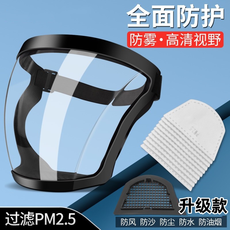 高清透明防护面罩全脸头罩防雾护脸面具电焊专用防飞沫粉尘护目镜