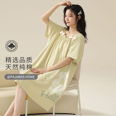 睡裙女夏季纯棉带胸垫夏款夏天