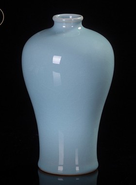 廷怀窑汝窑天青釉赏瓶 复古摆件 高档礼盒装 汝州汝瓷花瓶花插