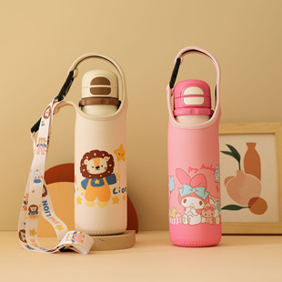 可爱卡通保护套贴合款适配杯具熊锐气600ML学生保护套出行配件