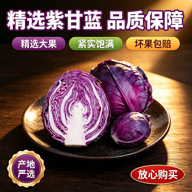 云南新鲜紫甘蓝农家现摘脆嫩卷心