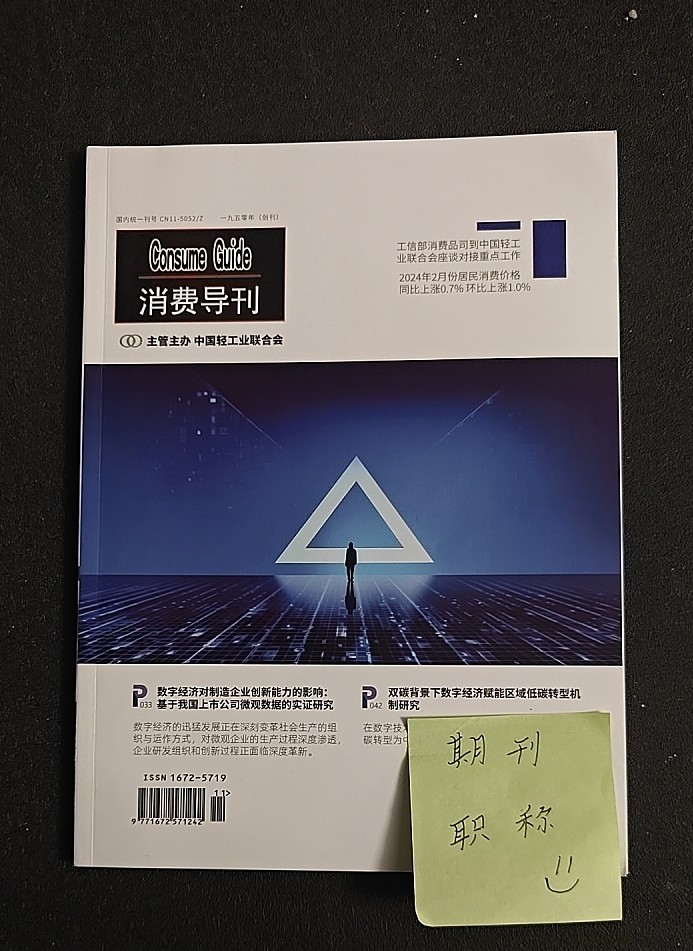 消费导刊国j级期刊经济财经企业管理论文投稿文章发表杂志财会金融人力资源类刊物订阅推荐