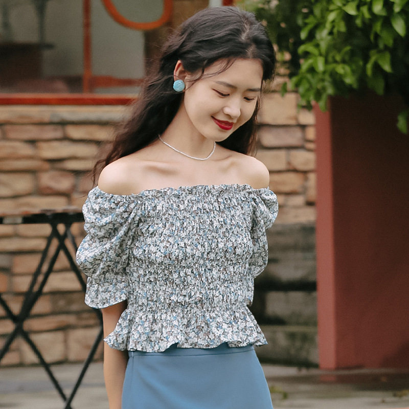 2020 summer new pattern Korean Edition fresh Broken flowers one word Self cultivation Waist have cash less than that is registered in the accounts shirt Short sleeved jacketin the Women's clothing/Boutique , Shirt  category - from Buy2taobao.com to provide professional Taobao agent buy service