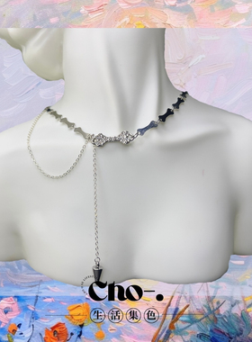【Cleve】原创设计锆石带钻狗骨头项链小众k8k9锁骨链choker项链