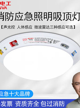 敏华电工M-ZFZD-E5W消防应急吸顶灯声光控人体感应停电照明面包灯