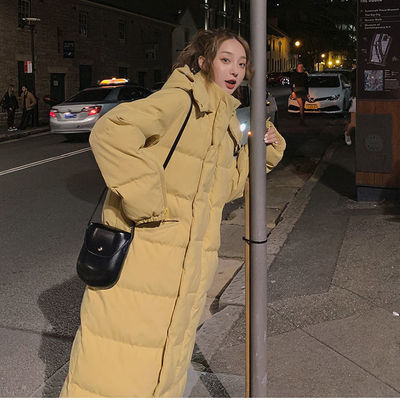 羽绒棉服女2025年冬季新款韩版连帽棉袄宽松加厚超长款过膝棉衣