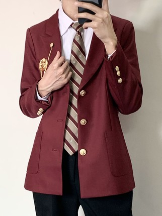 今治图南馆原创日系学院风dk西装制服外套校供感西服红色开衫正版