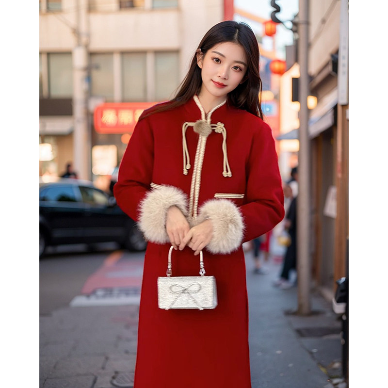 新中式国风女装2025新款秋冬装搭配一整套红色圣诞小香风套装