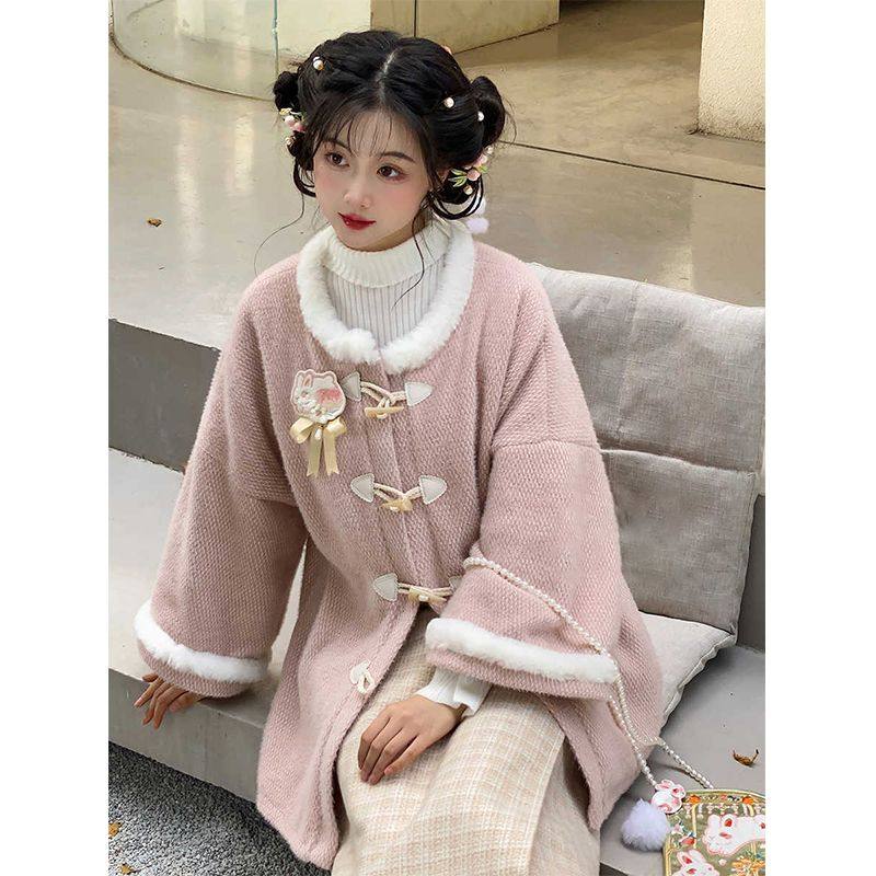 汉服春桃兔昭君袄明制圆领国风日常外套汉元素