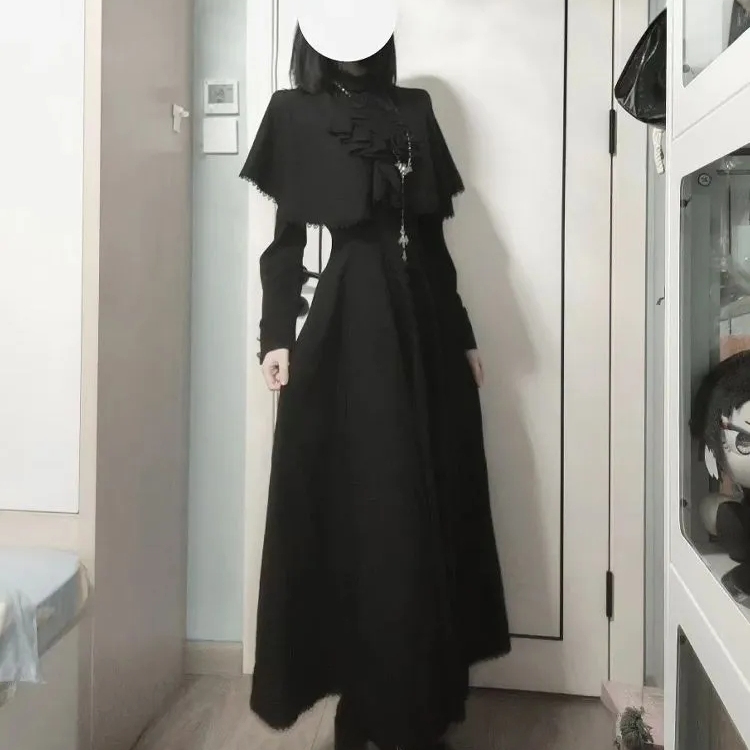 哥特风黑色套装裙女秋季新款