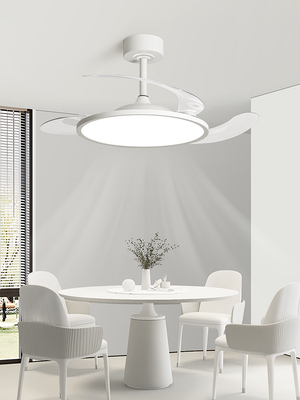 隐形护眼超薄餐厅风扇吊灯卧室吊扇灯大气简约现代餐厅集成风扇灯