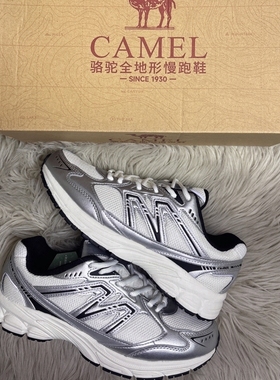 骆驼追寻运动鞋男慢跑鞋春夏新款网面透气男女鞋银灰色复古老爹鞋