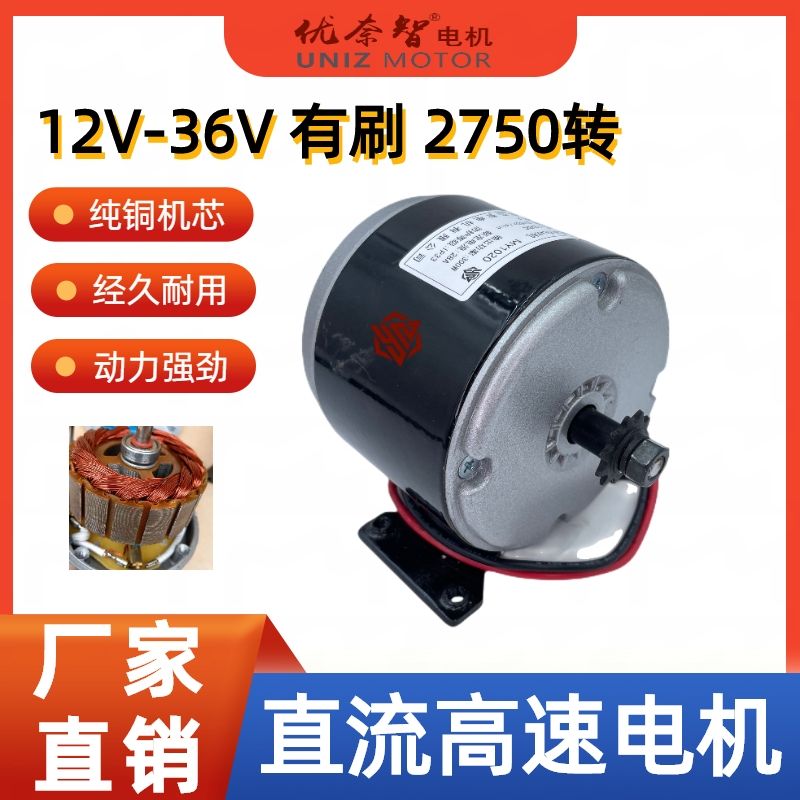 12v电机电动滑板车配件24V36V250w高速儿童自行车改装电动马达25H