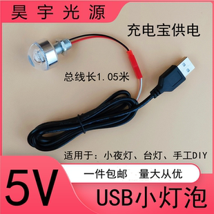 LEDUSB灯泡直流5V灯台灯改装手工制作饰品展柜装饰灯充电宝供电灯