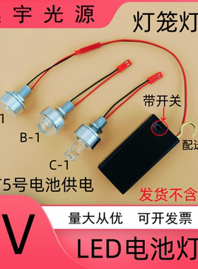 超亮3VLED电池灯泡3WLED灯珠灯笼DIY创意手工迷你小夜灯带开关