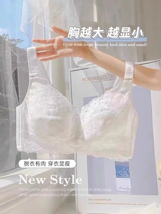 内衣女大胸显小收副乳防下垂矫正品牌全罩杯薄款调整型大码文胸罩