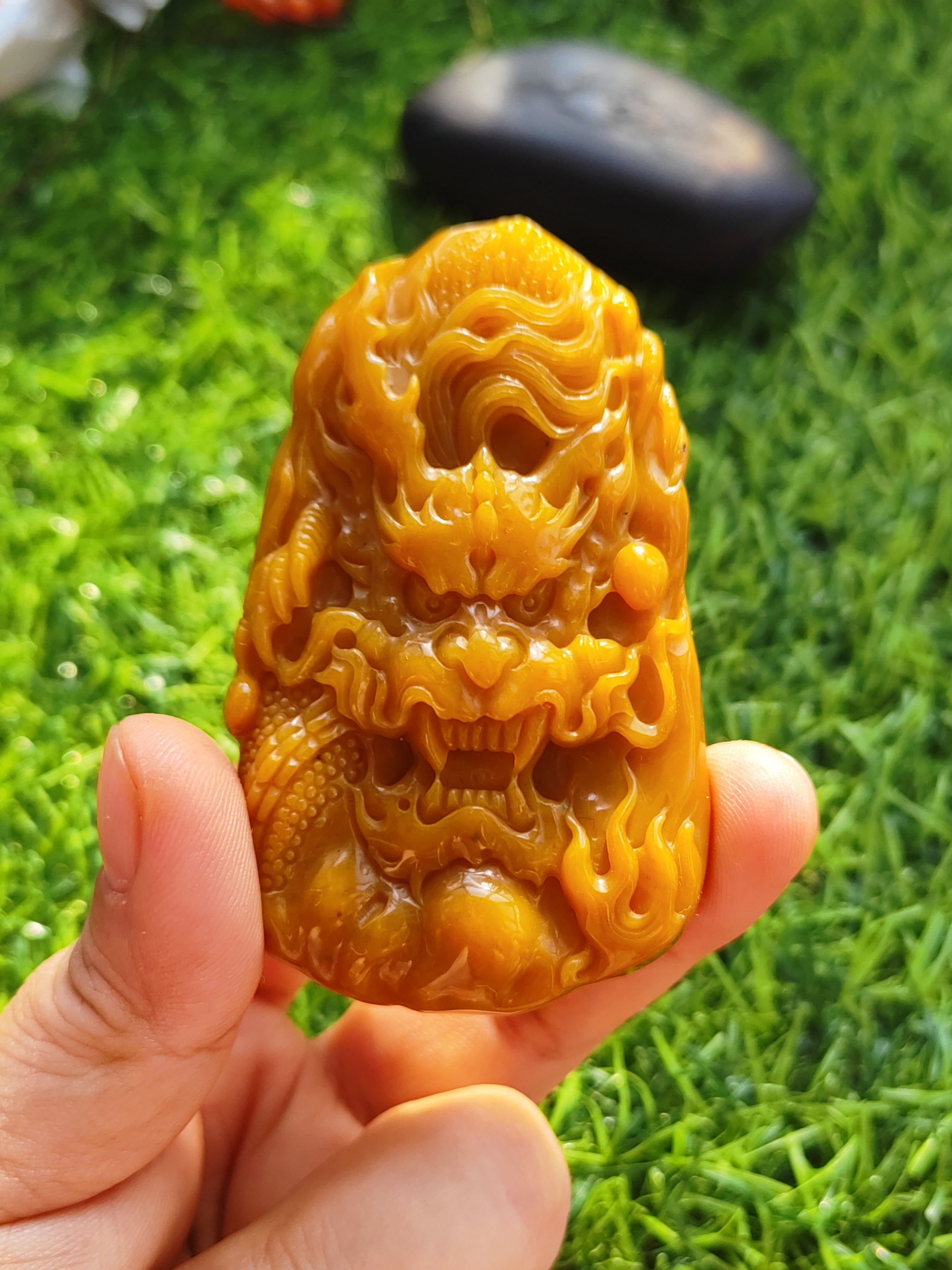 有证老籽料金龙牌神龙护主纯天然玉石官方正品黄龙玉76*45*13mm