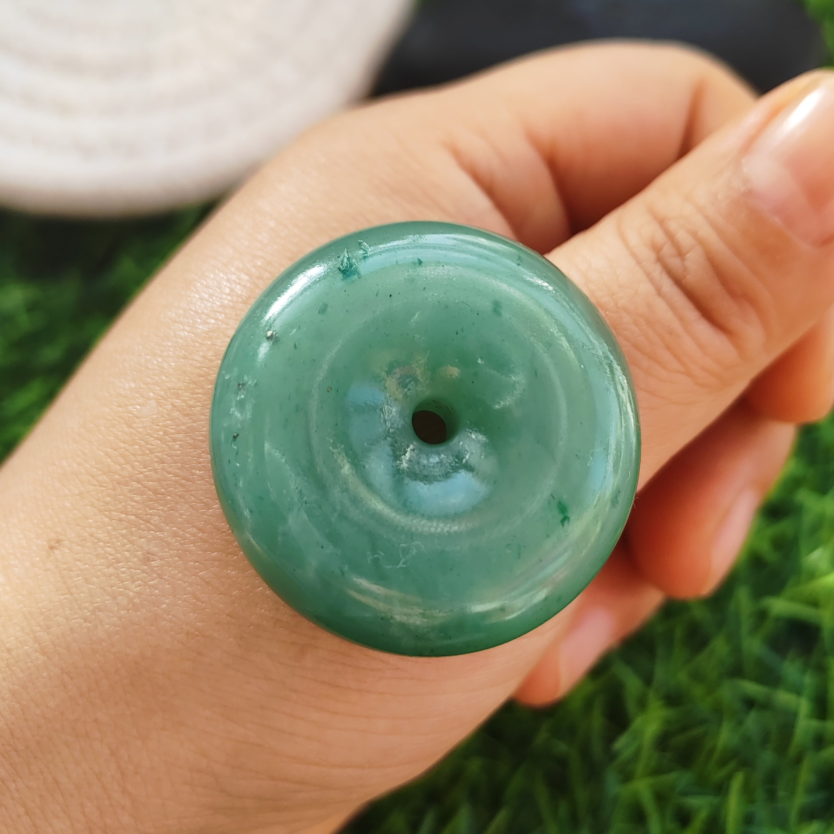 圆满幸福厚重饱满玉石平安扣纯天然玉石官方正品非洲翠35*12mm