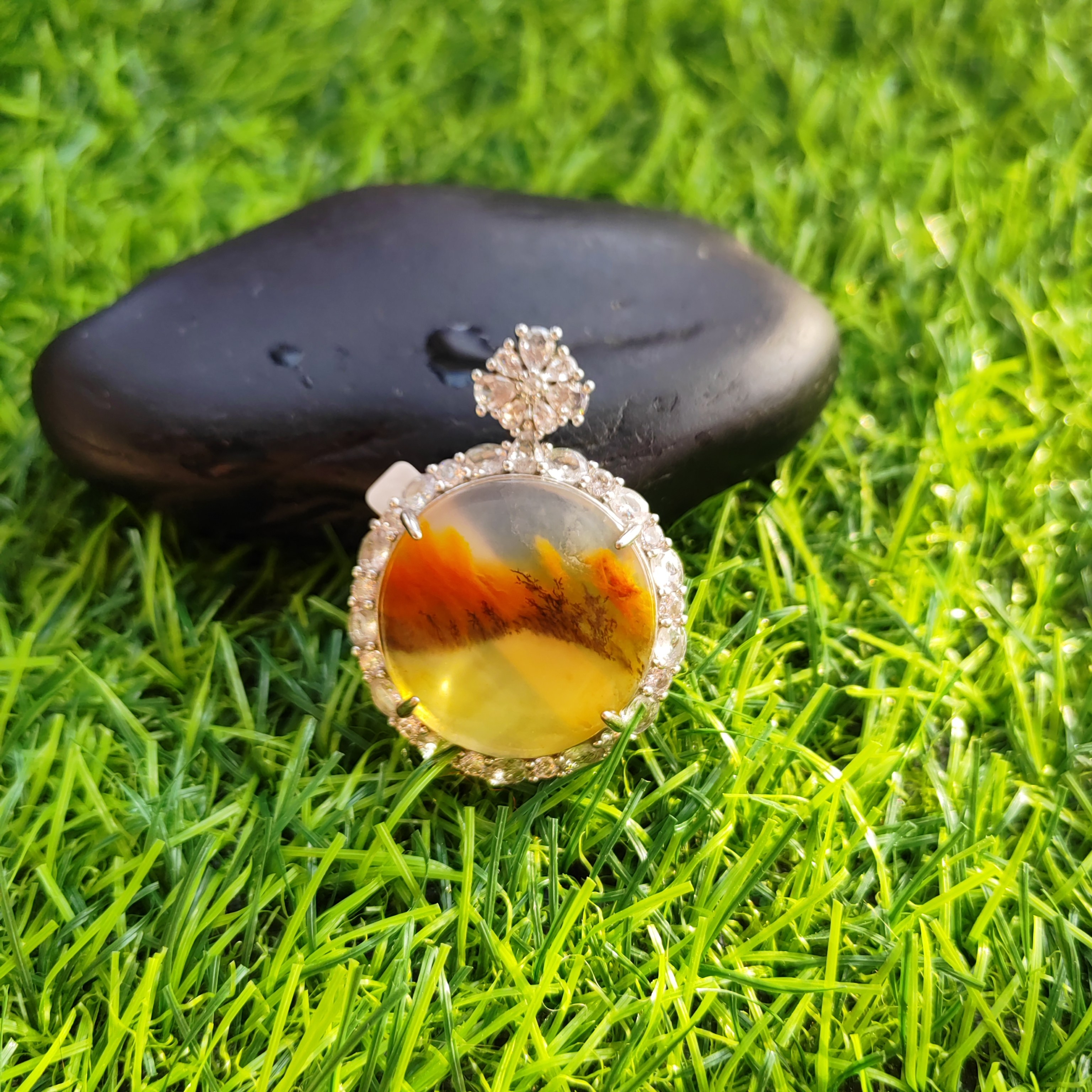 有证书草花平安无事牌A货纯天然玉石官方正品黄龙玉草花圆牌30mm