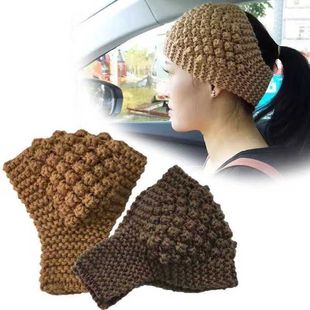 秋冬针织保暖护耳头巾帽毛线帽子保暖黑色包头帽头巾帽网帽发带束