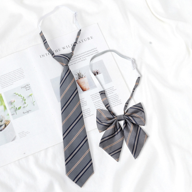 灰绀金jk领带女学院风领结学生校供懒人免打短款灰色条纹小领带男