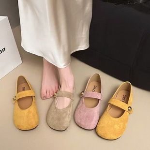 复古一字带芭蕾舞鞋 新款 法式 2025春季 女 软底单鞋 配裙子玛丽珍鞋