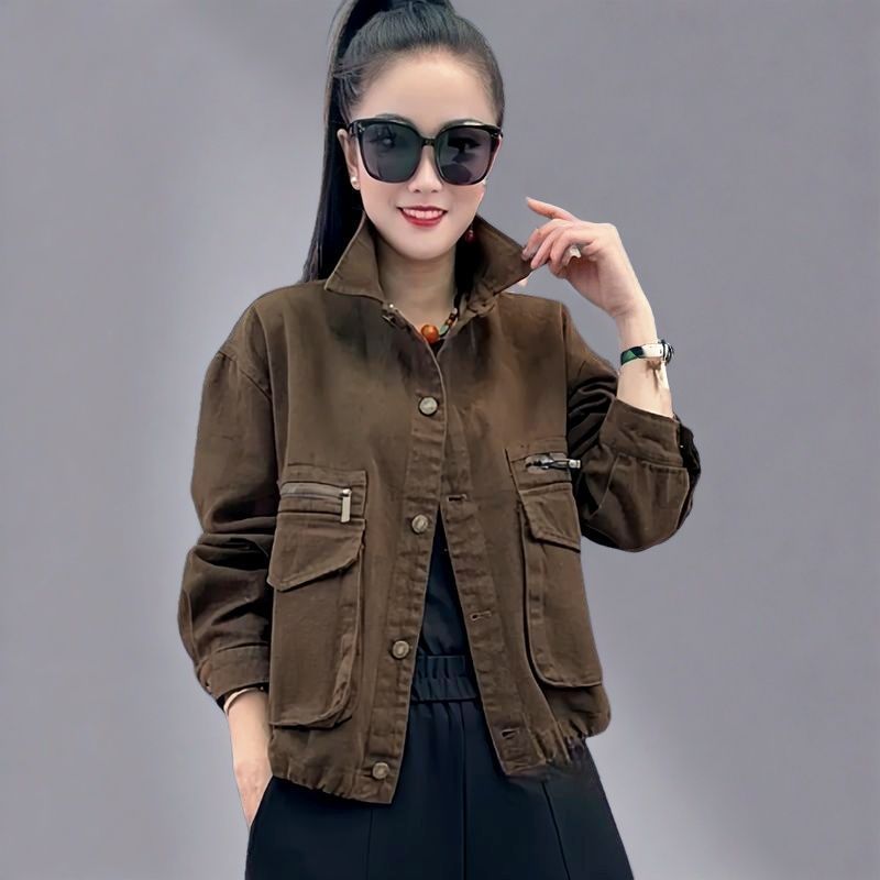 2025年新款牛仔外套网红爆款女多口袋外套女小个子牛仔外套女春秋