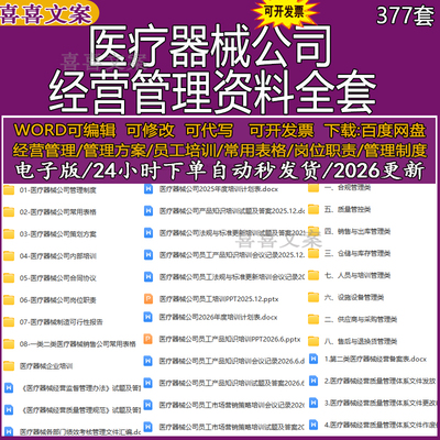 一类二类医疗器械公司管理制度岗位职责操作规程质量体系常用表格
