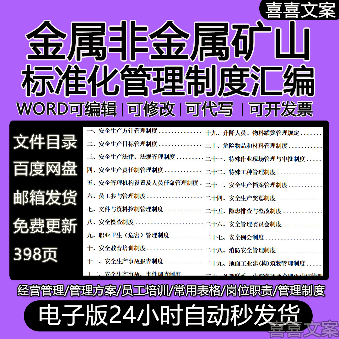 金属非金属矿山安全标准化管理制度汇编供应商设备施维护安全检查