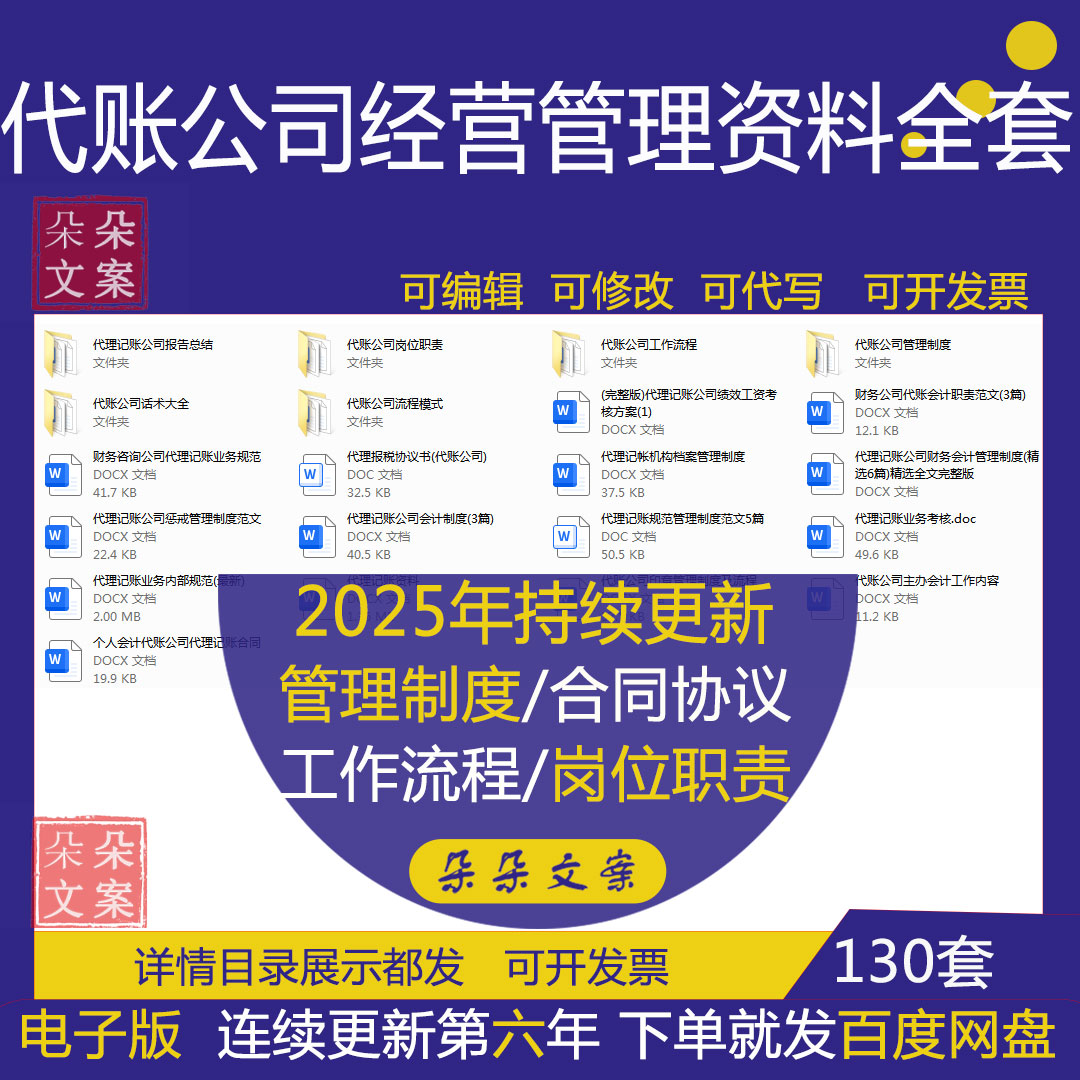 代账公司经营管理资料全套管理制度岗位职责销售话术绩效考核方案