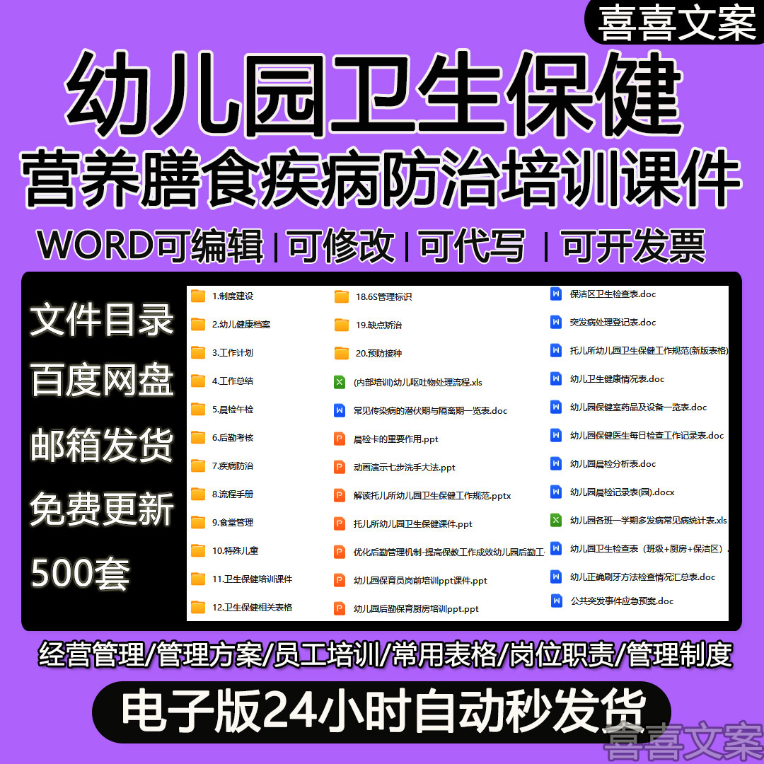 幼儿园卫生保健消毒隔离管理制度健康档案十项制度及计划总结预案