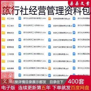 旅行社经营管理资料包员工培训手册管理制度岗位职责薪酬绩效表格