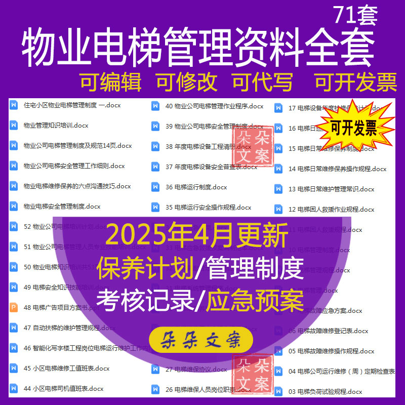 物业公司电梯安全管理工作细则安全知识技能培训维修管理作业手册