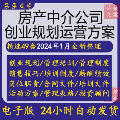 房产中介公司商业模式创业规划工作计划总结二手中介门店运营方案