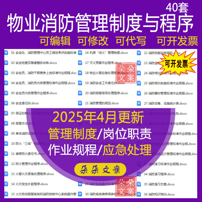 物业公司消防管理制度与程序大全治安消防监控室值班制度培训计划