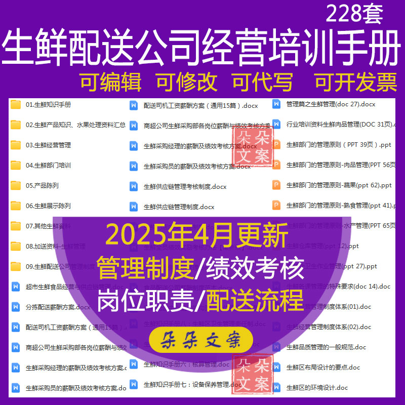 生鲜配送公司经营管理制度流程薪酬绩效考核生鲜产品知识培训手册