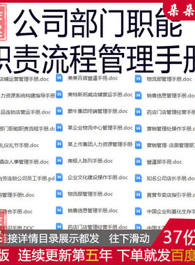 公司部门职能职责流程管理手册案例人力资源食品连锁店营运手册